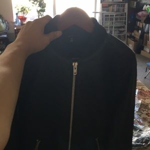 Black Bomber Leather Jacket by DSTLD sz S NWT